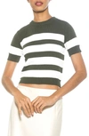 ALEXIA ADMOR ALEXIA ADMOR PAT STRIPE SHORT SLEEVE SWEATER TOP