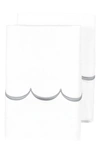 Melange Scalloped Edge Embroidered 600 Thread Count Pillowcases In White/ Grey