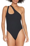 L*SPACE PHOEBE CLASSIC ONE-SHOULDER RIB ONE-PIECE SWIMSUIT