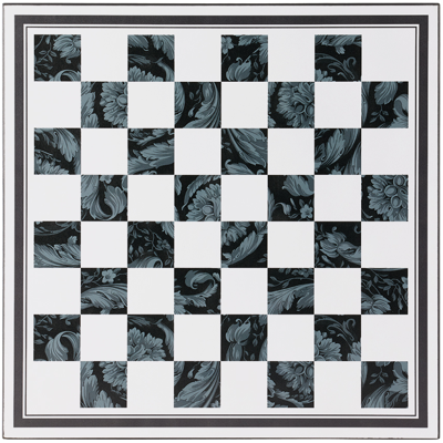 Versace Black Barocco Checkers & Chess Set In 2ef10-silver