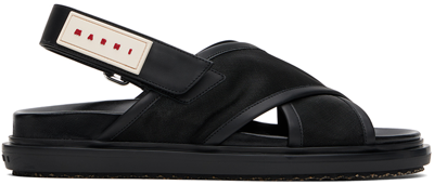 Marni Black Fussbett Sandals In 00n99 Black