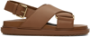 Marni Fussbett Leather Sandals In 00m30 Gold Brown