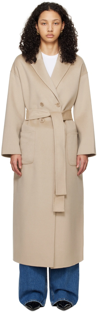 Anine Bing Dylan Long Coat In Taupe_cashmere_blend