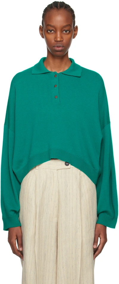Cordera Green Buttoned Polo In Teal Green