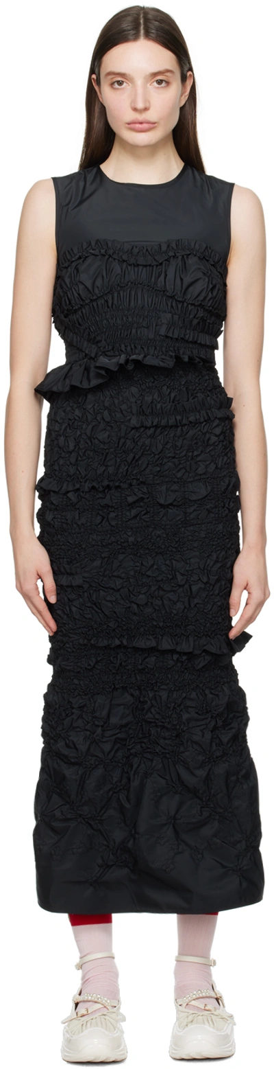 CECILIE BAHNSEN BLACK VANDA MIDI DRESS