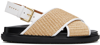 Marni Raffia And Leather Criss-cross Fussbett Sandal In Zo306 Natural/white