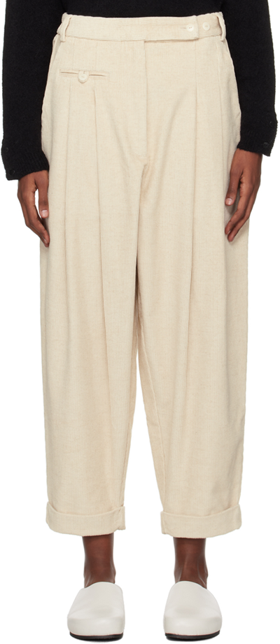 Cordera Beige Carrot Trousers In Cream