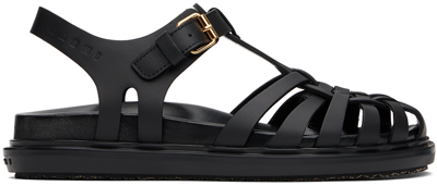 Marni Black Fisherman Fussbett Sandals In 00n99 Black