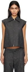 Aya Muse Elastic Twill Vest In Charcoal