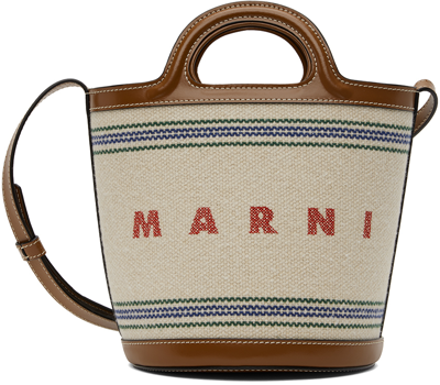 Marni Beige Small Tropicalia Bucket Bag In Zo706 Natural/moka
