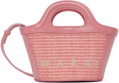 Marni Micro Tropicalia Raffia Effect Bag In Pink
