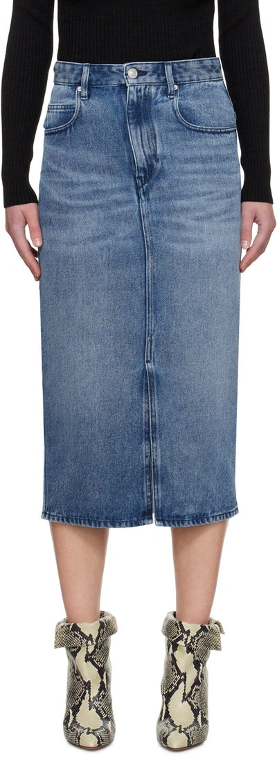 Isabel Marant Blue Tilauria Denim Midi Skirt In 30lu Light Blue