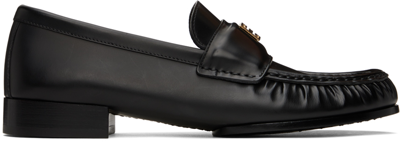 Givenchy Black 4g Leather Loafers In 001-black