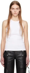 Blumarine Logo-brooch Ribbed Tank Top In N0100 Ottico