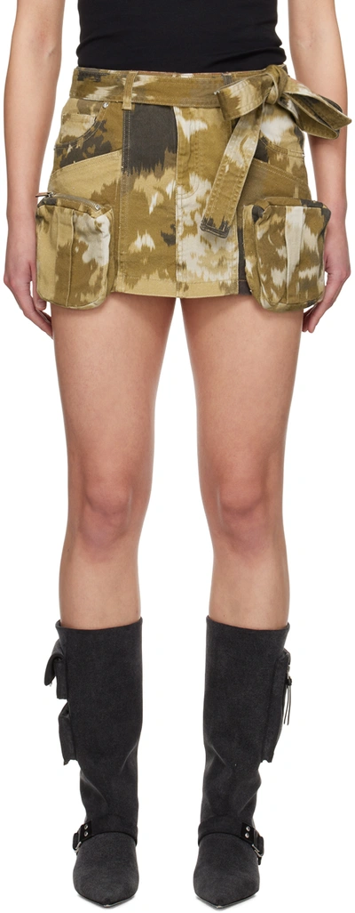 Blumarine Brown Camouflage Miniskirt In D5579 Camoscio/ampho
