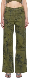 BLUMARINE KHAKI PRINTED JEANS