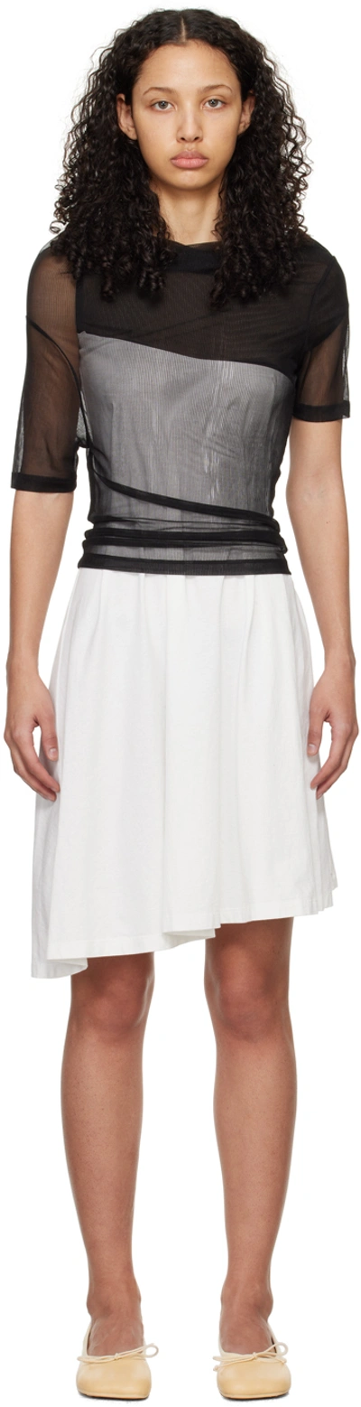 Mm6 Maison Margiela Black & White Layered Minidress In 961 Black/white