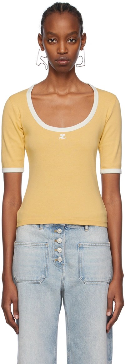 Courrèges Courreges Holistic Contrast T-shirt In Yellow