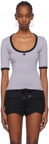 Courrèges Gray Holistic T-shirt In B095 Smoke Grey/blac