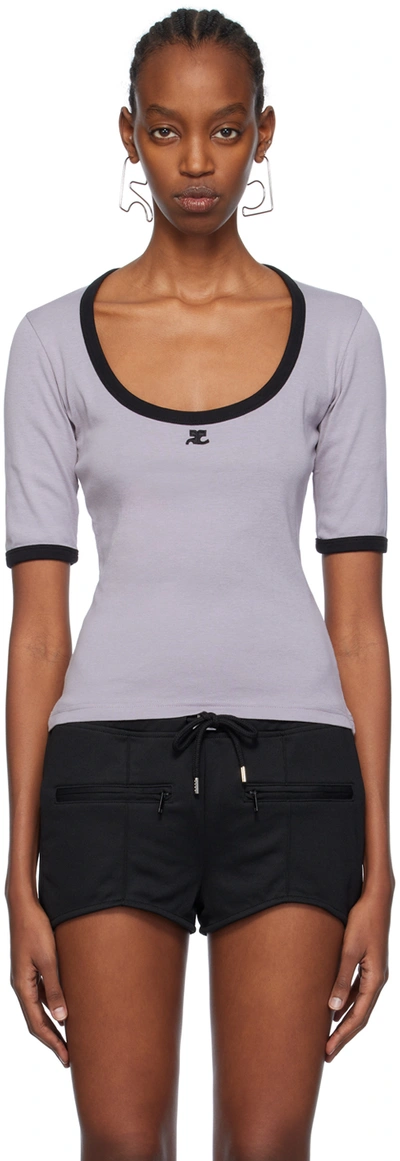 Courrèges Gray Holistic T-shirt In B095 Smoke Grey/blac