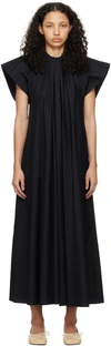 Mm6 Maison Margiela Black Asymmetric Maxi Dress In 900 Black