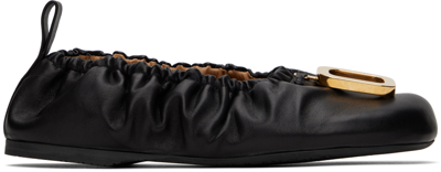 Jw Anderson Black Buckle Ballerina Flats In Black Gold
