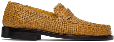 Marni Woven Leather Penny Loafers In Light Orange