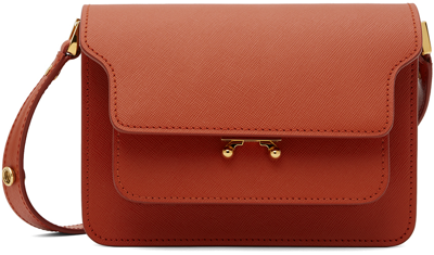 Marni Orange Saffiano Leather Mini Trunk Bag In Z683r Brick