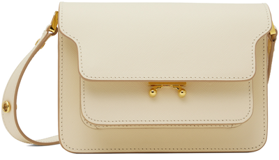 Marni Off-white Saffiano Leather Mini Trunk Bag In Z601w Talc