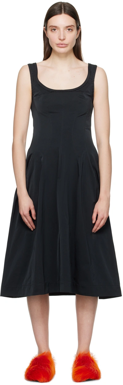 MARNI BLACK SCOOP NECK MIDI DRESS