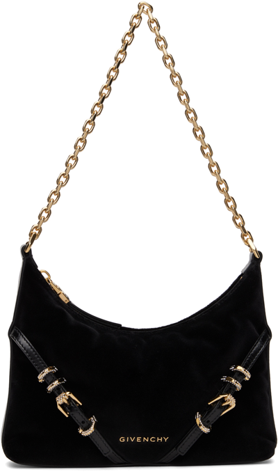 Givenchy Womens Black Voyou Velour Shoulder Bag