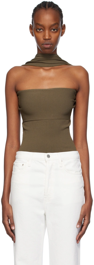 Totême Green Slip-through Tank Top In 090 Bay Leaf