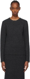 Totême Chain-edge Wool Knit Sweater In 019 Charcoal Melange