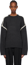 TOTÊME GRAY EMBROIDERED SWEATER