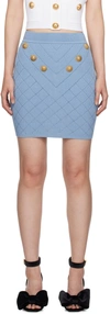 Balmain Pattern-jacquard Miniskirt In 6di Bleu Pâle