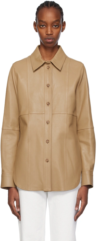 Totême Panelled Leather Shirt In Beige