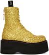R13 Thick Sole Short Boot In Gold