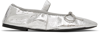 Proenza Schouler Silver Glove Mary Jane Crinkled Metallic Ballerina Flats In 40 Silver