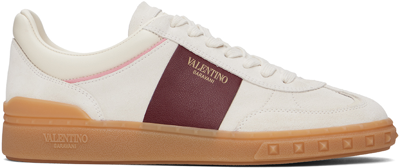 Valentino Garavani Off-white Upvillage Nappa Sneakers In Ivory,dark Red