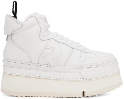 R13 White Riot Leather Trainers In White Leather