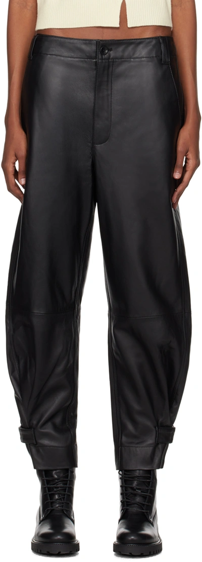 Proenza Schouler Black  White Label Leather Trousers In 001 Black