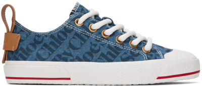 See By Chloé Blue Aryana Sneakers In Sbc716/b Avio+logo