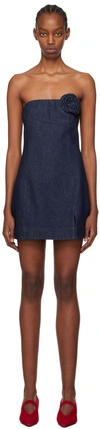 The Garment Navy Eclipse Denim Minidress In 703 Dark Denim