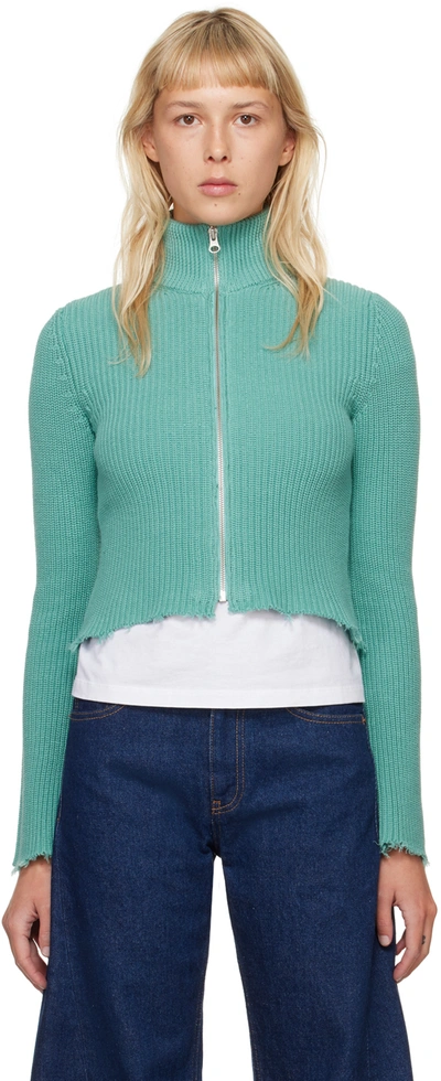 Mm6 Maison Margiela Green Camionneur Sweater In Turquoise