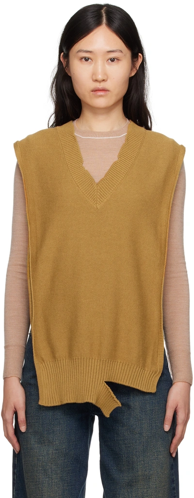 Mm6 Maison Margiela Tan Distressed Stole In Brown