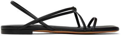 Proenza Schouler Black Square Strappy Flat Sandals In 001 Black