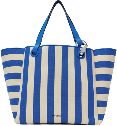 Jw Anderson Large Jwa Corner Tote - Canvas Tote Bag In 856 Blue/white