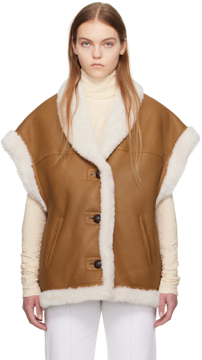 Isabel Marant Tan Medilia Shearling Vest In Brown