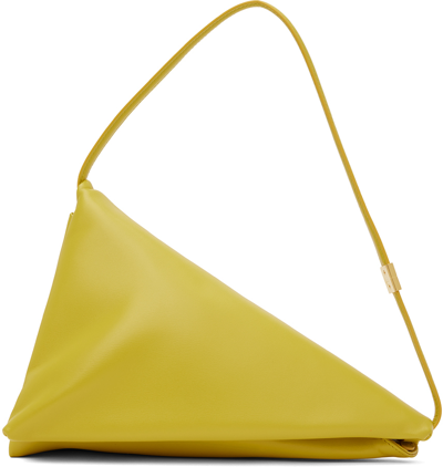 Marni Yellow Leather Prisma Triangle Shoulder Bag In 00y36 Lime