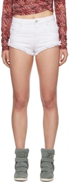 Isabel Marant Eneidao Fringed Cotton Denim Shorts In 20wh White